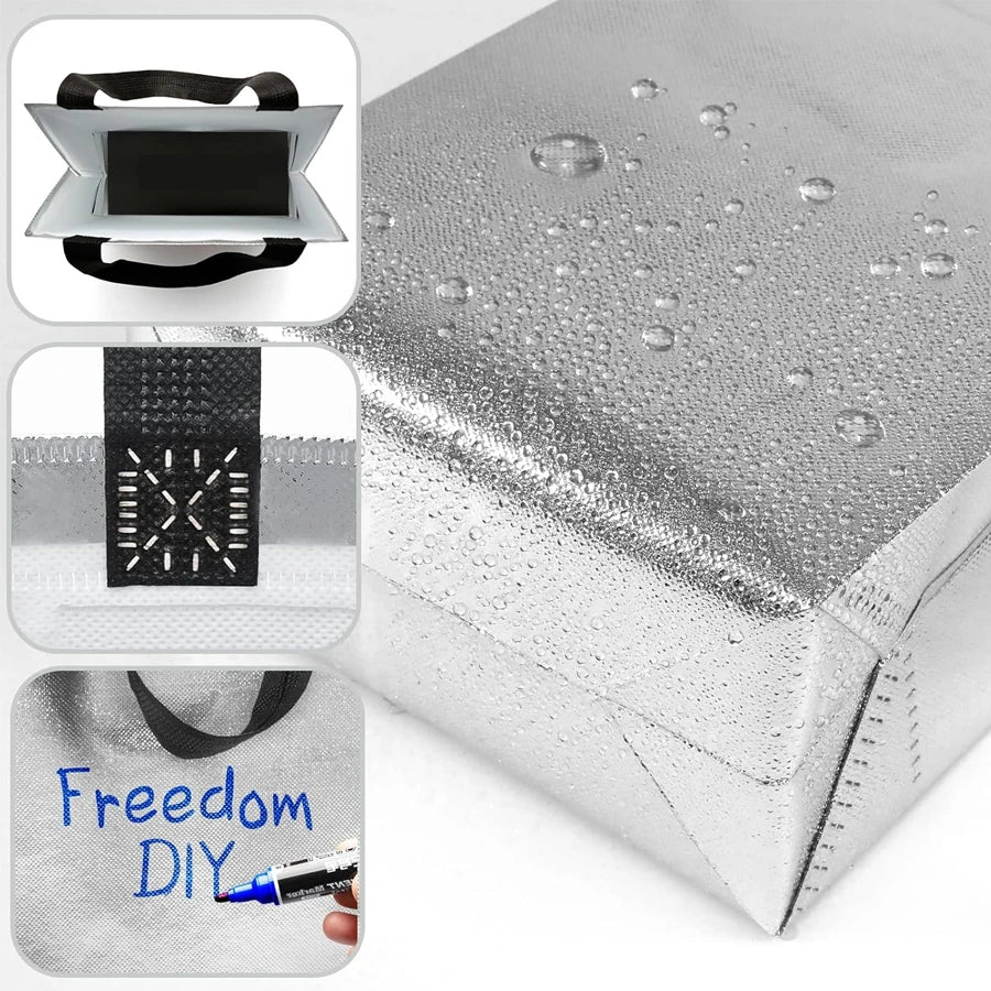 16/8PCs Reusable Gift Bags Giftbag Glossy Silver, with handle 10x4x8in Metallic Bling Design Holiday Gift Bag with Handles.