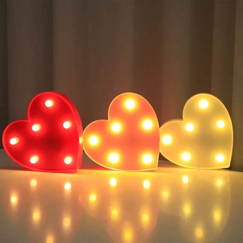 LED Love Heart  Lamp Wedding Party Romantic Red Pink Night Light Ornament Birthday Christmas Home Decoration Valentines Day Gift