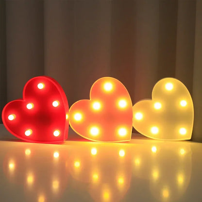 LED Love Heart  Lamp Wedding Party Romantic Red Pink Night Light Ornament Birthday Christmas Home Decoration Valentines Day Gift