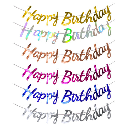Happy Birthday Banners Gold Pink Letters Flag Banner Hanging Ornament Spiral Decoration for Kids Birthday Party Decor Supplies