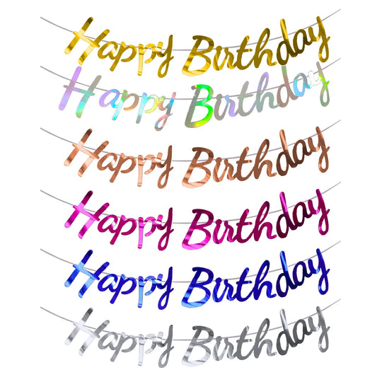 Happy Birthday Banners Gold Pink Letters Flag Banner Hanging Ornament Spiral Decoration for Kids Birthday Party Decor Supplies