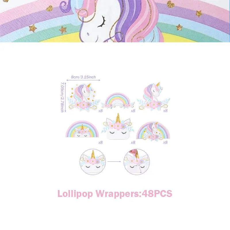 Unicorn Girls Birthday Decoration Party Supplies Unicorn Theme Tableware Set Cup Plate Balloon Banner Gift  for Kids Party Favor