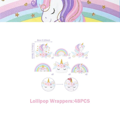 Unicorn Girls Birthday Decoration Party Supplies Unicorn Theme Tableware Set Cup Plate Balloon Banner Gift  for Kids Party Favor