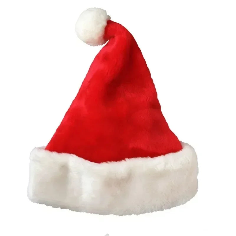 Christmas Santa Hat For Adults And Kids Xmas Holiday Hats Unisex Velvet Red Classic Fur Comfort New Year Festive Party Supplies