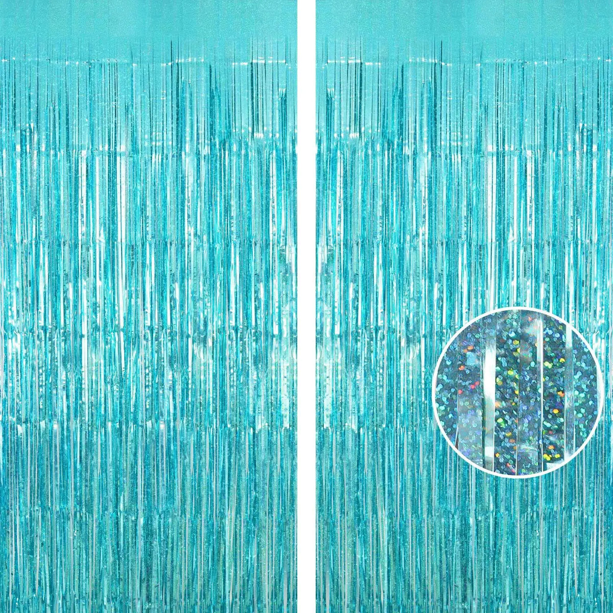 2Pcs Party Backdrop Curtains Metallic Foil Tinsel Curtain Glitter Foil Fringe Curtain Birthday Wedding Party Decoration Supplies