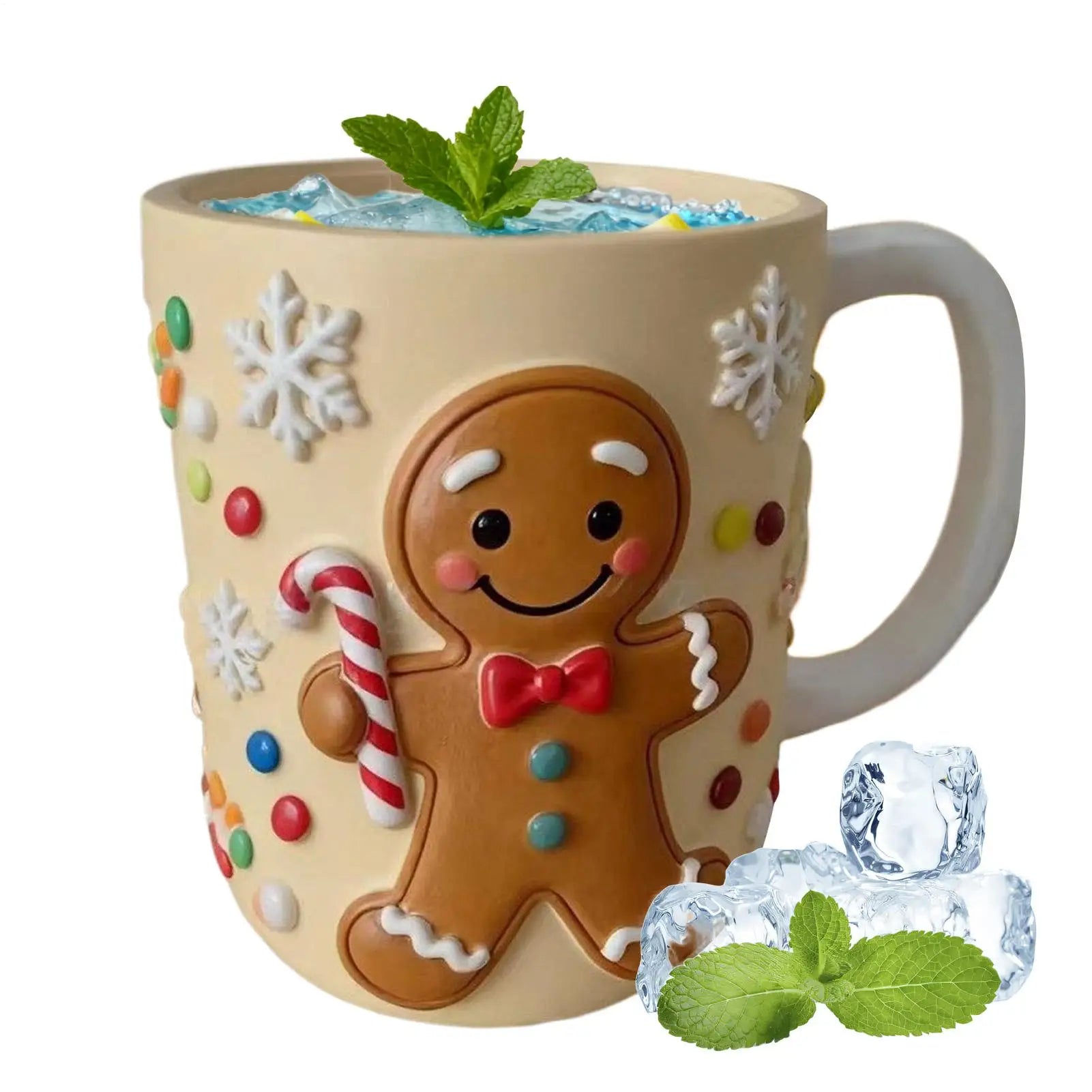 Cute Christmas Element Mugs Resin Christmas Elk Gingerbread Man Stockings Tree Christmas Decorations Holiday Coffee Mugs