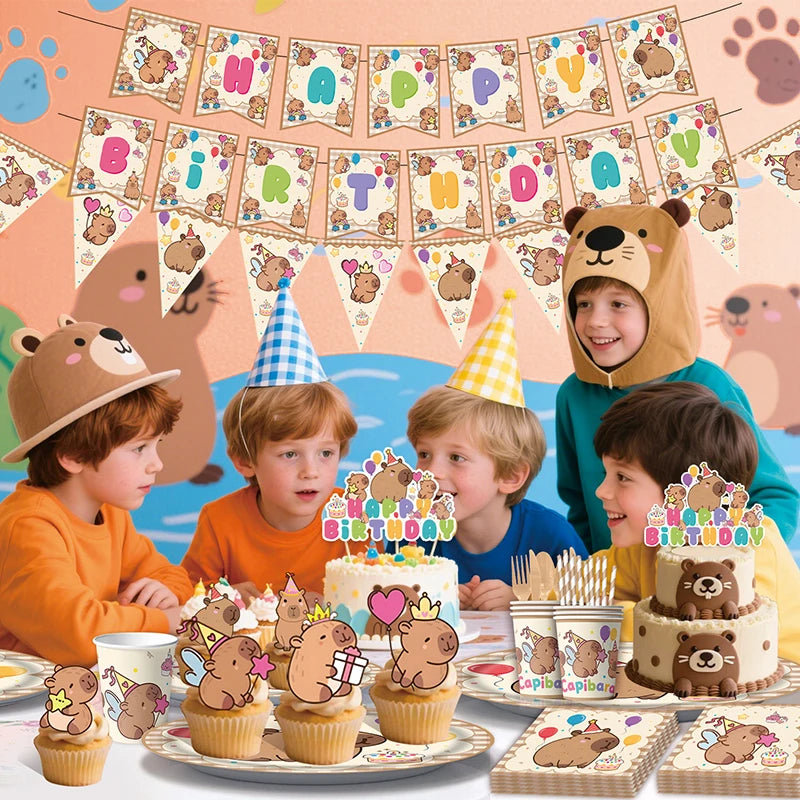 Capybara Cake Topper Cute Animal Cupcake Decorations For Happy Birthday Capybara Theme Shower Party Supplies Set