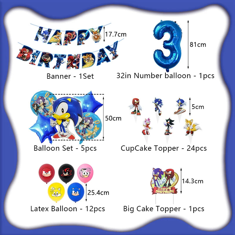 Cartoon Anime Birthday Party Decoration Customizable Birthday Set New Combination Latex Balloon Event Supplies Banner Backdrop