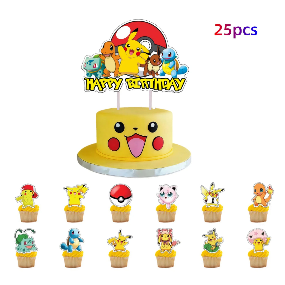 Topper Pokemon Cake Birthday Pokemon Decoration Cake Topper Pikachu Cupcake Topper Baby Shower Baking DIY Supplies Party Favors