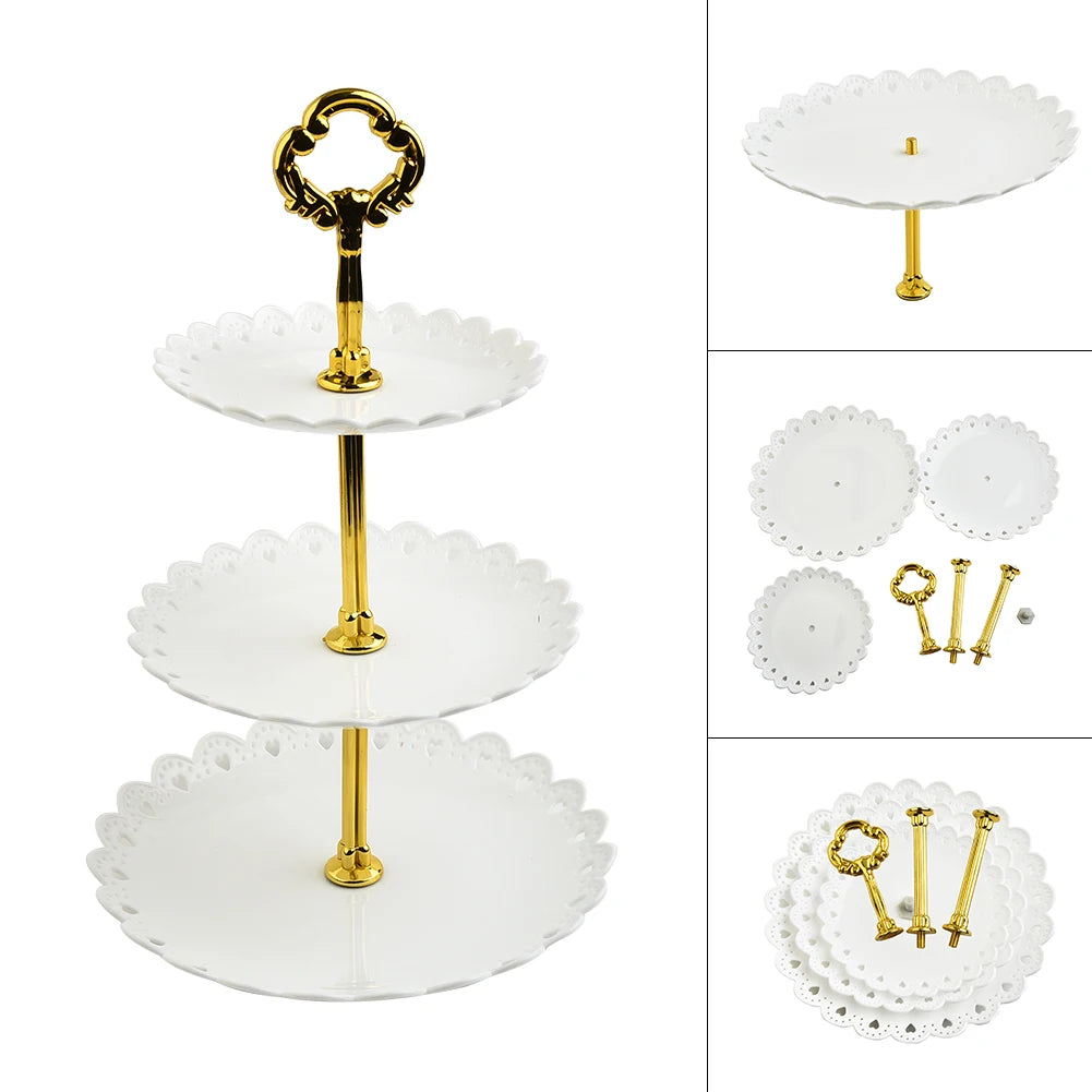 3 Layer Cake Stand Fruit Plate Tray Display Birthday Party Dessert Wedding