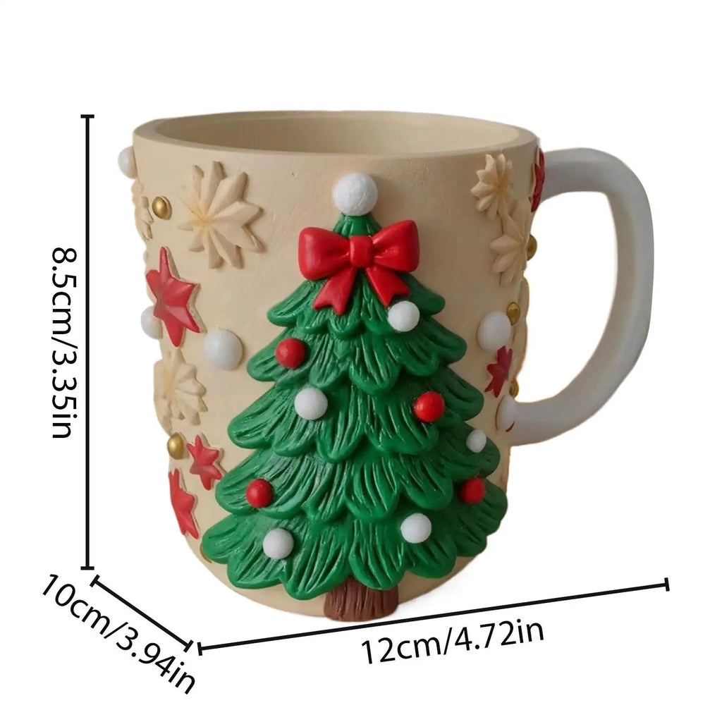 Cute Christmas Element Mugs Resin Christmas Elk Gingerbread Man Stockings Tree Christmas Decorations Holiday Coffee Mugs