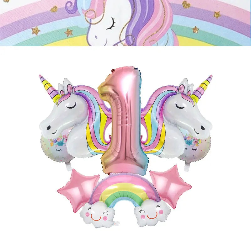 Unicorn Girls Birthday Decoration Party Supplies Unicorn Theme Tableware Set Cup Plate Balloon Banner Gift  for Kids Party Favor