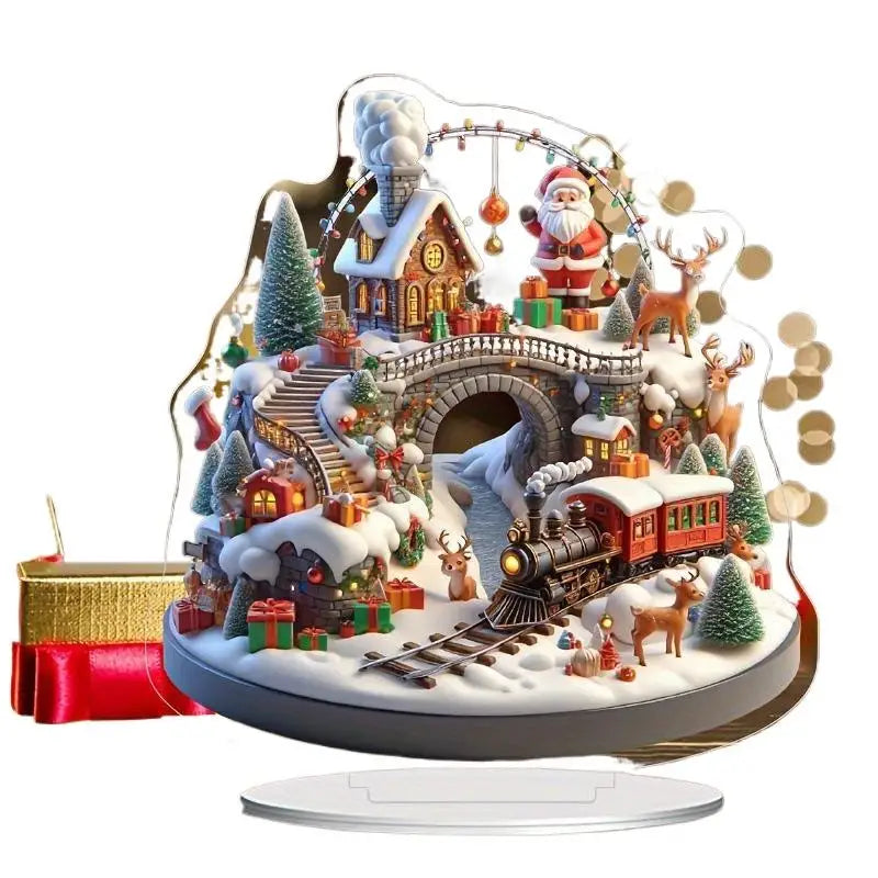 Santa Claus Tabletop Decoration With Base 2D Acrylic Christmas Ornaments 2026 Xmas Navidad Party Supplies