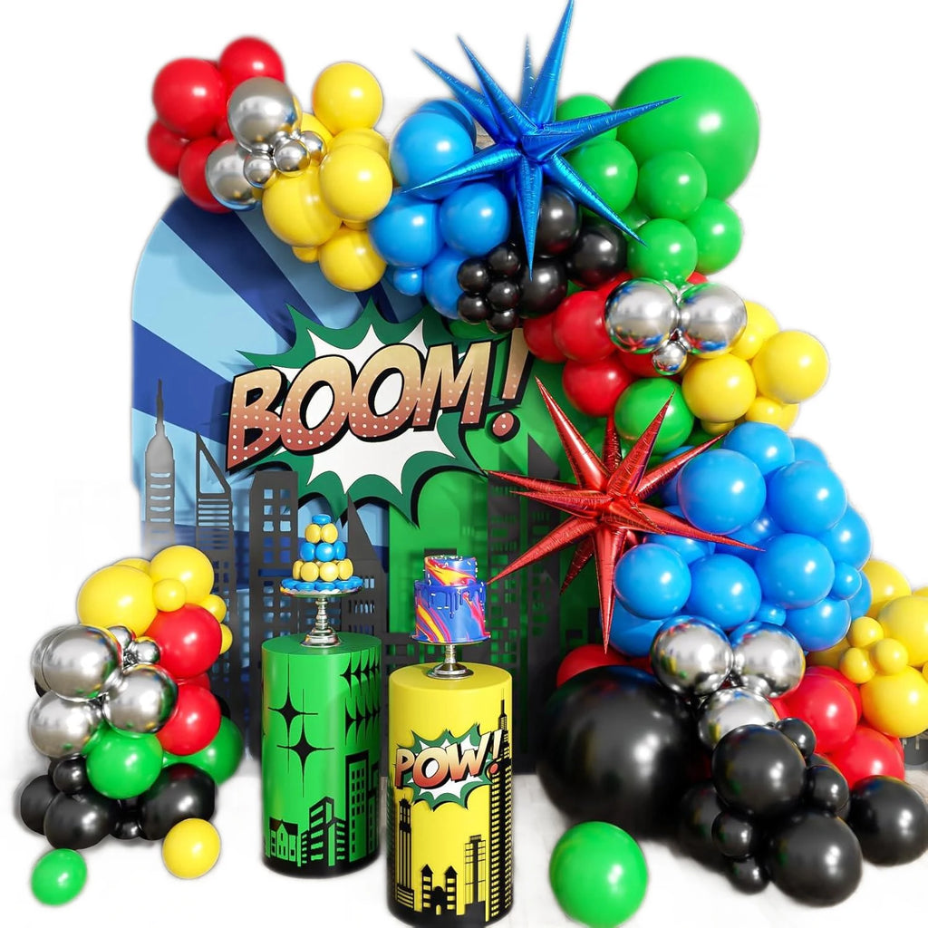 137pcs Balloon Arch Kit - Red/Blue/Yellow/Green/Black for Birthday Party Carnival Decor