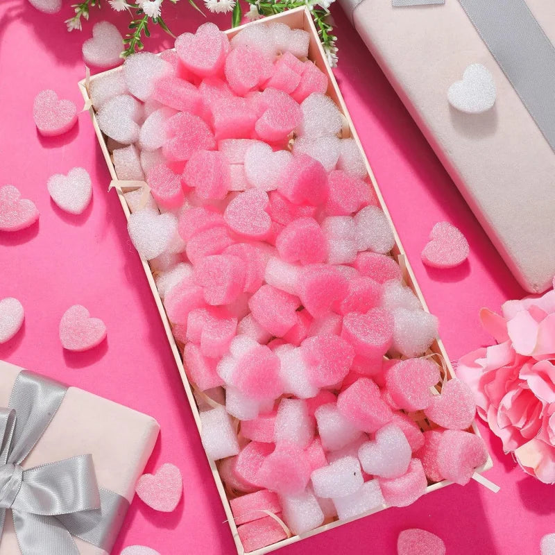 100pcs Valentine Gift Box Filler Shreds Mini Heart Shaped Foam Beads Basket Filler for Crafts DIY Wrapping Decoration Supplies