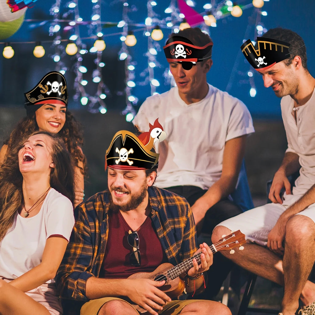 Pirate Party Hats Birthday Hats Pirate Costume Cap Accessories Paper Crown Pirate Party Photobooth Props Pirates Theme Birthday