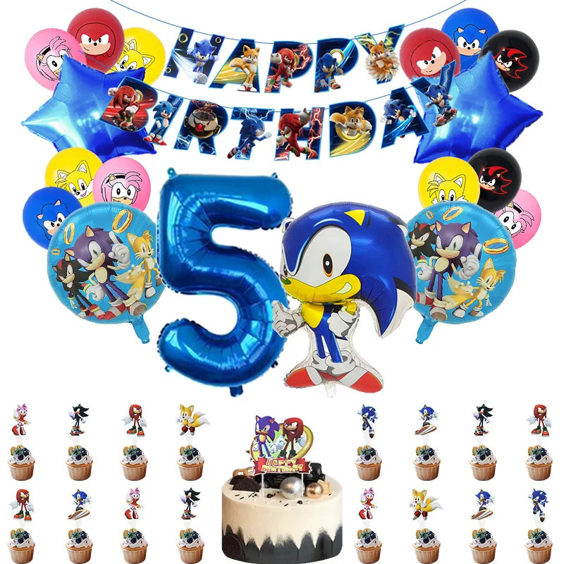 Cartoon Anime Birthday Party Decoration Customizable Birthday Set New Combination Latex Balloon Event Supplies Banner Backdrop