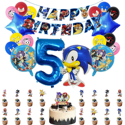 Blue Hedgehog Birthday Party Decoration Set
