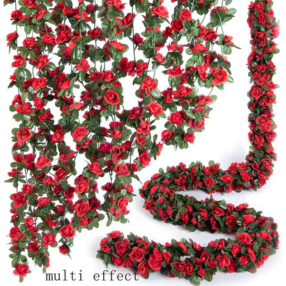 250CM Artificial Rose Flowers for Wedding Home Room Decoration Autumn Garden Outdoor Arch Christmas Rattan DIY Fake Plants Vine