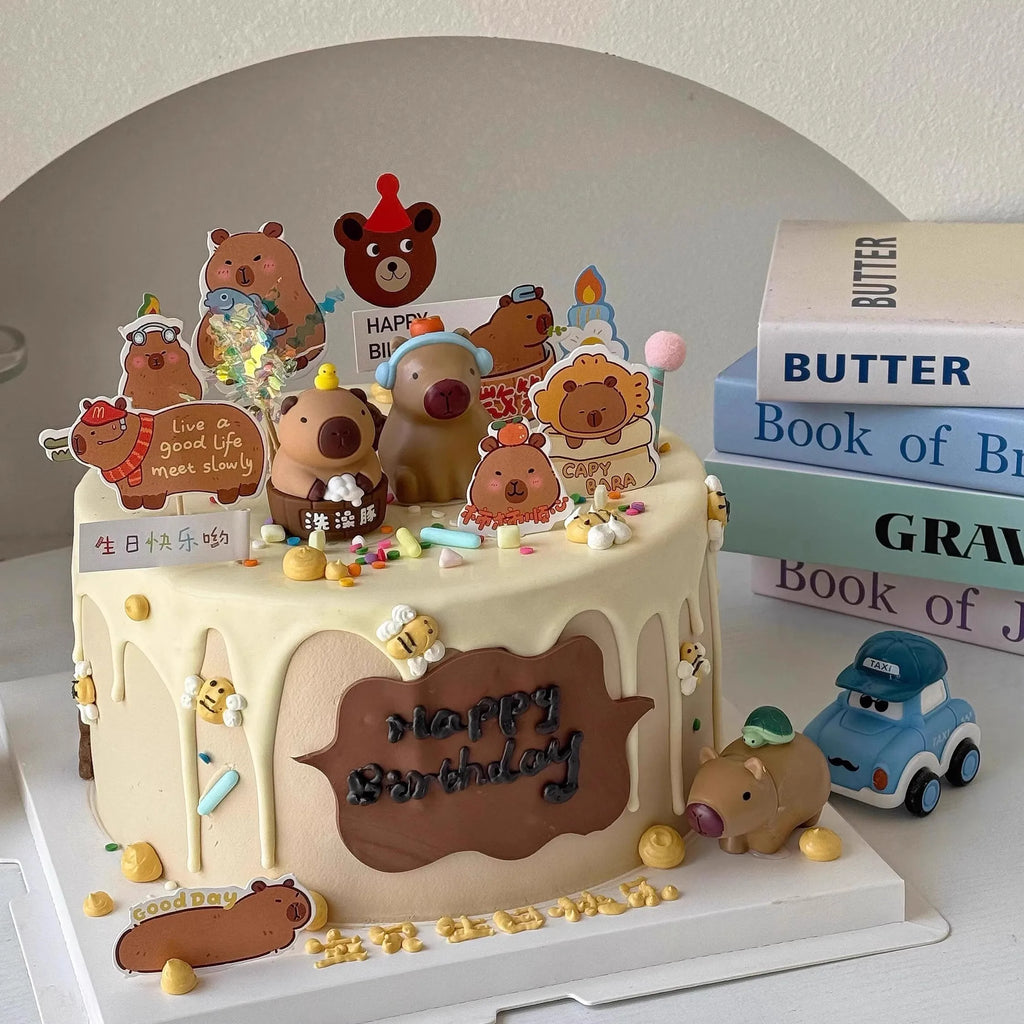 Capybara Cake Topper Set Capybara Birthday Party Supplies Cake Decorations For Kids Happy Birthday Party Decors Capybara Party