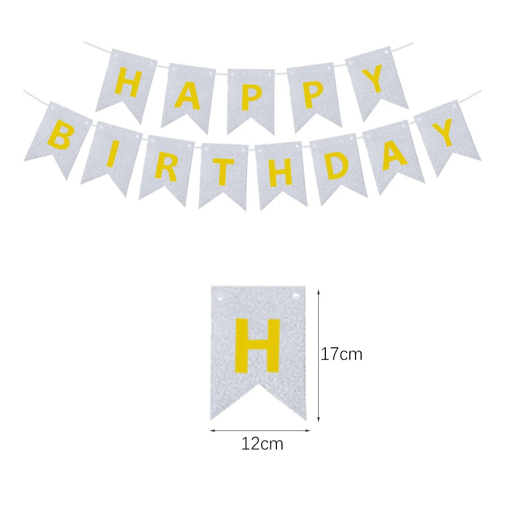 Happy Birthday Banners Gold Pink Letters Flag Banner Hanging Ornament Spiral Decoration for Kids Birthday Party Decor Supplies