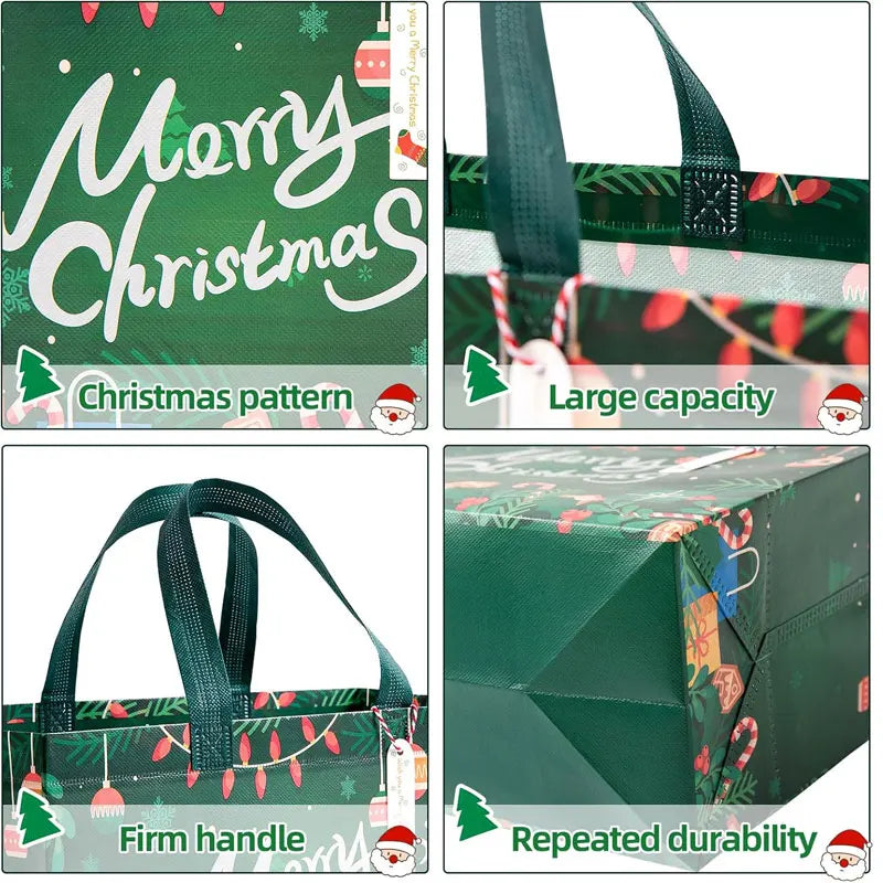 16/8/1Pack Christmas Gift Bags With Handles Multifunctional Non-Woven Large Tote Bags for Gift Wrapping Shopping Party Supplies