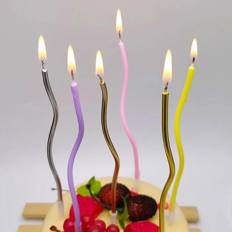 Birthday Cake Candles Smoke-Free Curved Cake Candles Curly Coil Candles Long For Birthday Cake Wedding Party Party Supplies