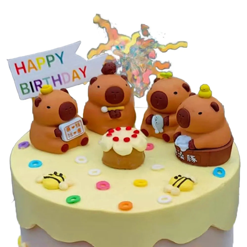 Capybara Cake Topper Set Capybara Birthday Party Supplies Cake Decorations For Kids Happy Birthday Party Decors Capybara Party