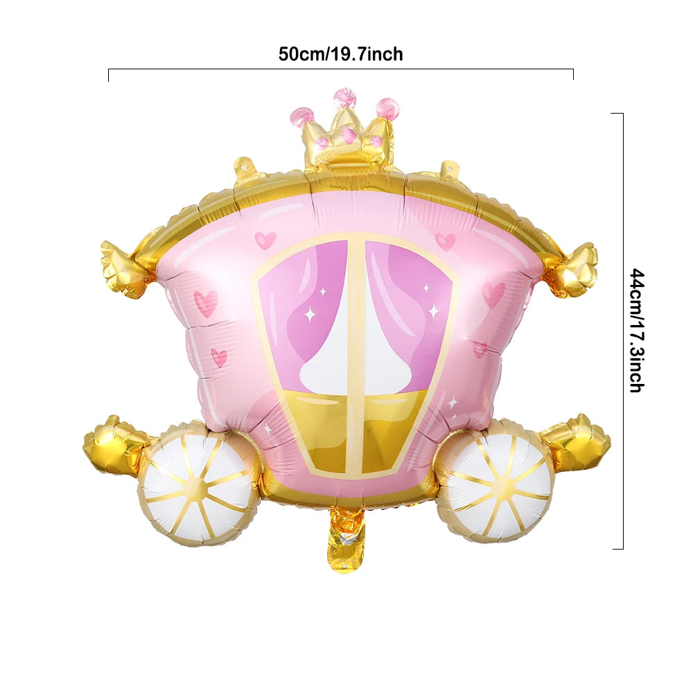Princess Birthday Party Decor Pink Castle Carriage Crown Cat Birthday Cake Foil Balloon Girl Birthday Baby Shower Party Supplies