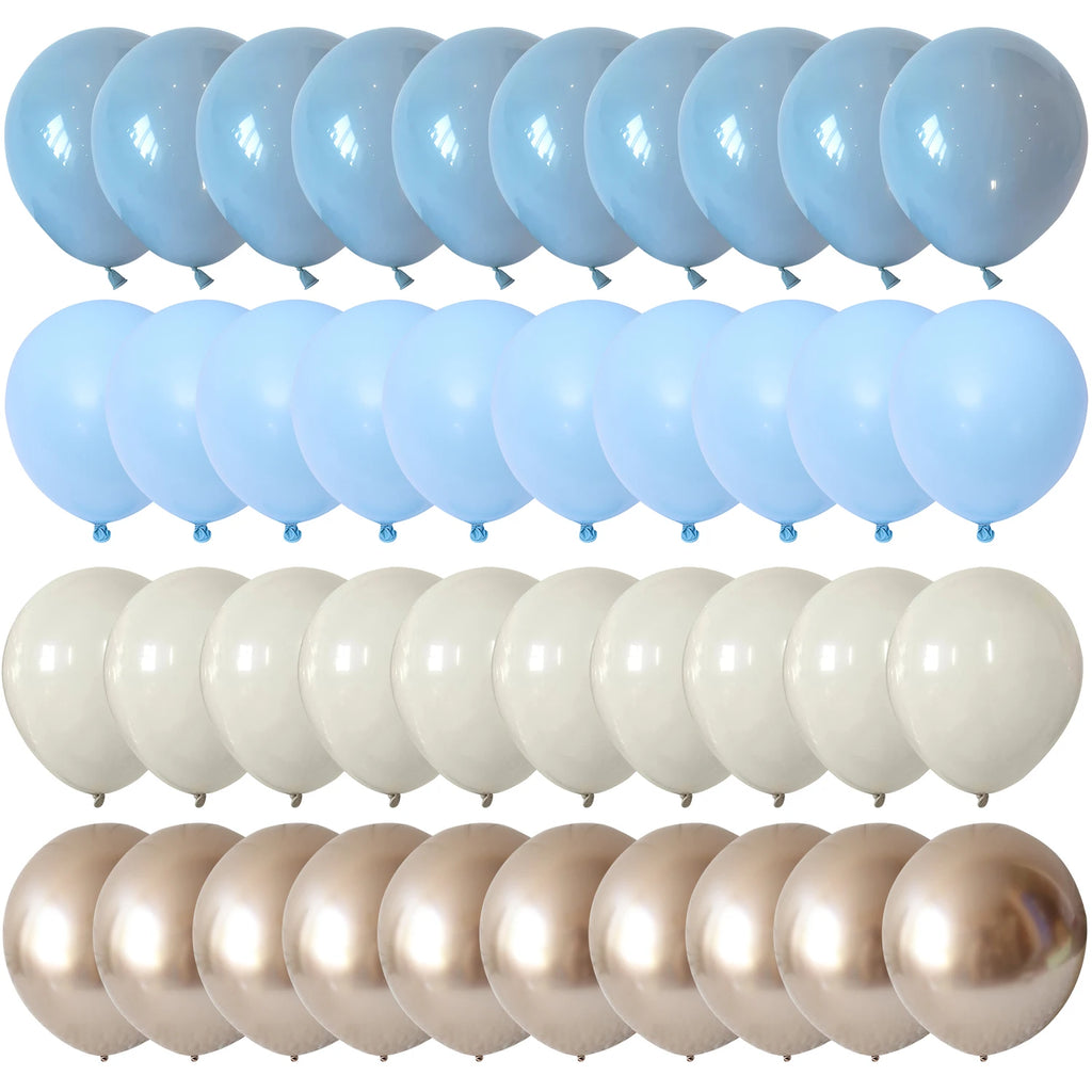 60PC 12" Dusty Blue/Slate Blue/Sand White/Champagne Gold Confetti Balloons Set for Baby Shower Wedding Graduation Birthday Elega