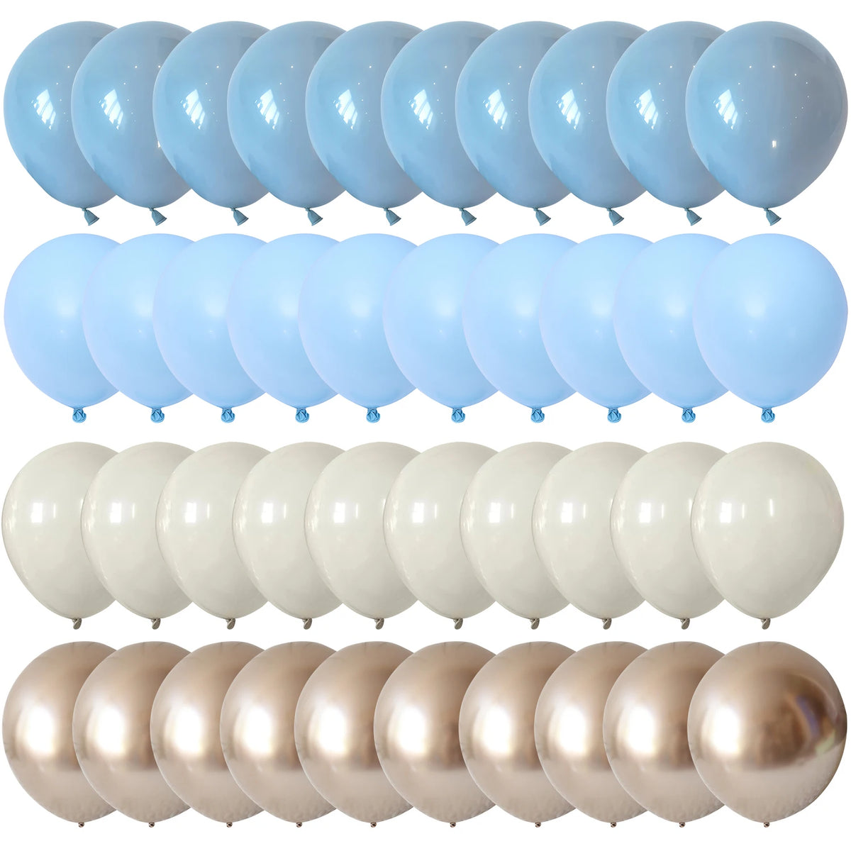 60PC 12" Dusty Blue/Slate Blue/Sand White/Champagne Gold Confetti Balloons Set for Baby Shower Wedding Graduation Birthday Elega