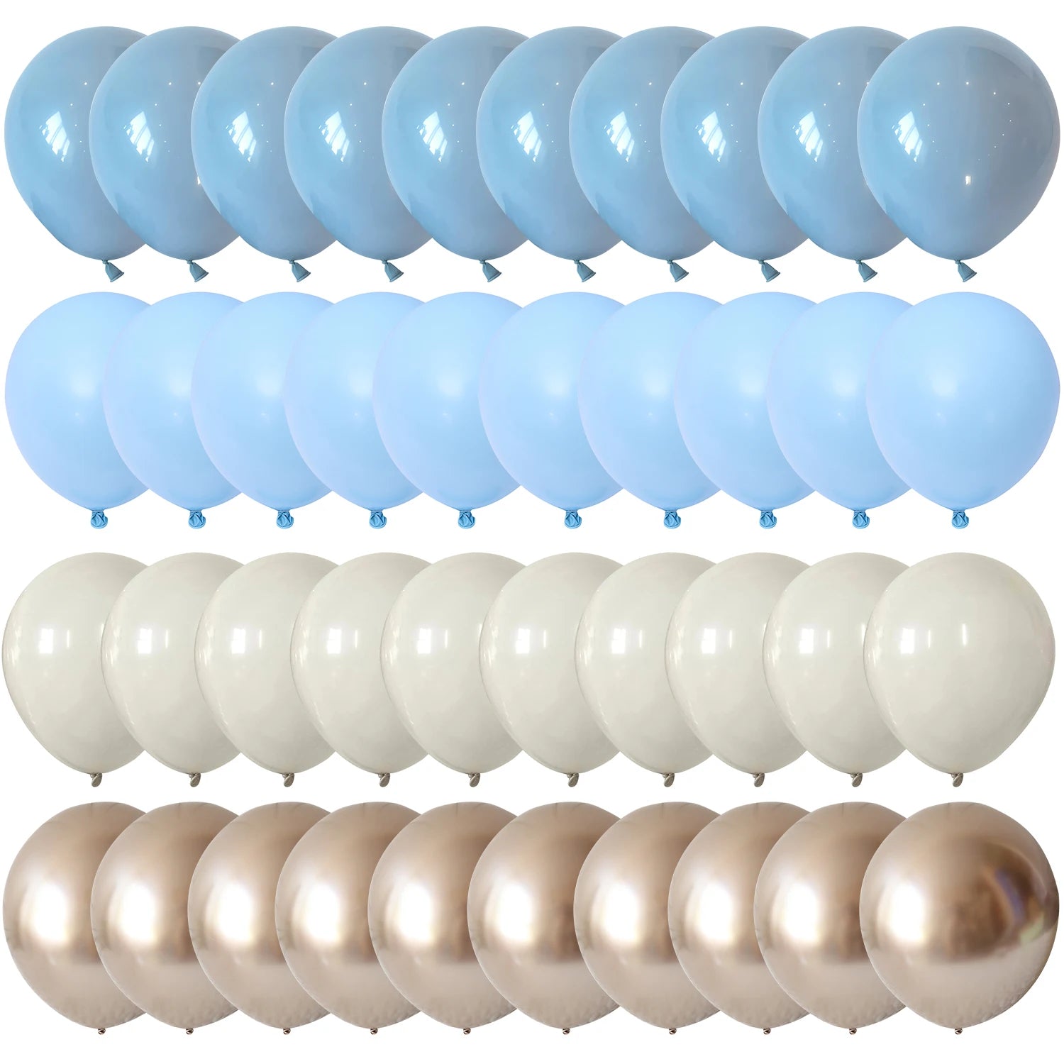 60PC 12" Dusty Blue/Slate Blue/Sand White/Champagne Gold Confetti Balloons Set for Baby Shower Wedding Graduation Birthday Elega