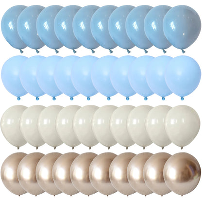 60PC 12" Dusty Blue/Slate Blue/Sand White/Champagne Gold Confetti Balloons Set for Baby Shower Wedding Graduation Birthday Elega