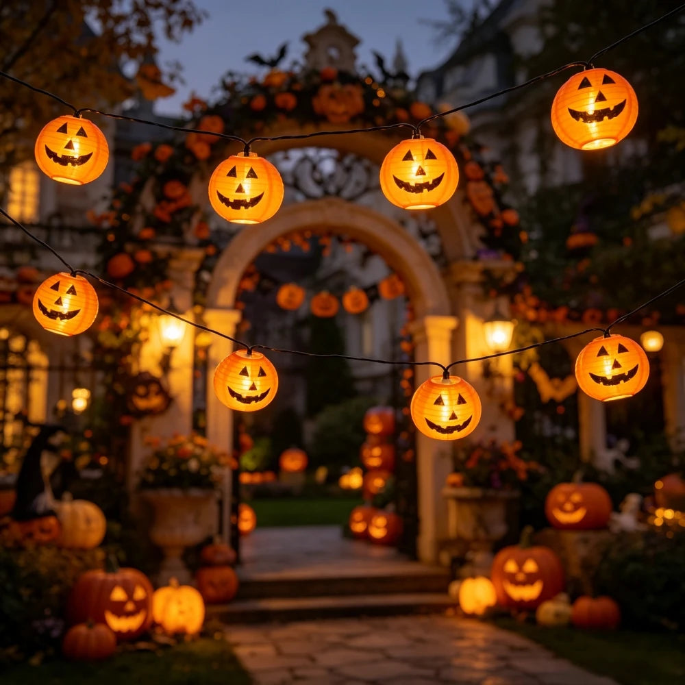 Solar Pumpkin Lantern String Light 10/20LED Halloween Hanging Fairy Lights Orange Pumpkin Garland for Garden Patio Decoration
