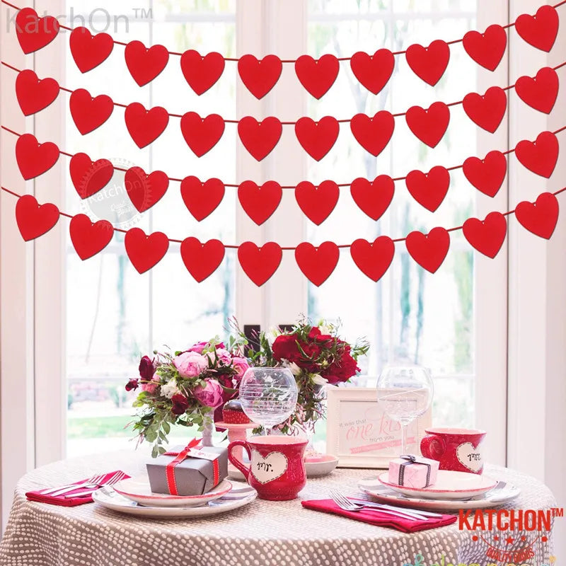 Red Pink Valentine's Day Love Heart Garlands Be My Valentine Banner Rose Love Happy Valentine Party Decoration for Home 2025