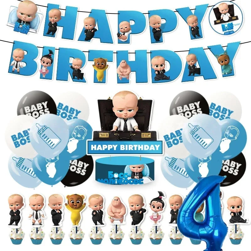 Bossed Baby Birthday Party Decoration Tableware Plates Cups Napkins Hat Balloon Baby Shower Kids Party Favors Party Supplies Kit