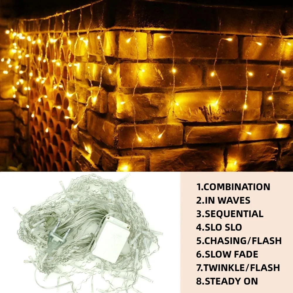 Christmas Lights Curtain String Light Waterfall Outdoor Decoration 5M Droop 0.4-0.6m Fairy Led Lights for Garden Party Holiday