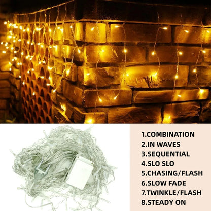LED Curtain String Lights — Christmas Holiday Decorative Lights