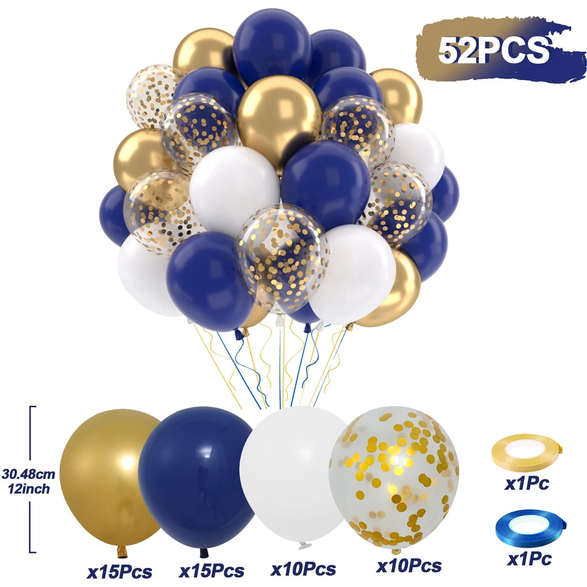 31/36/37/51/101Pcs Metallic Balloons Pearl Latex Balloon Gold Confetti Balloons for Birthday Weddings Baby Shower Party Decor