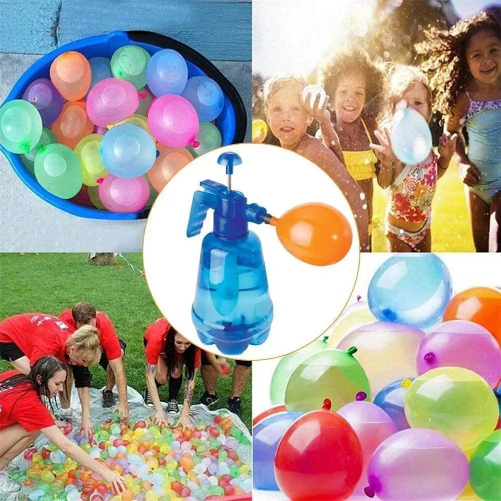 Portable Air Water Bomb Balloon Pump With Balloons For Kids Party Outdoor Toy Balloons (Pump and Balloons Random Color