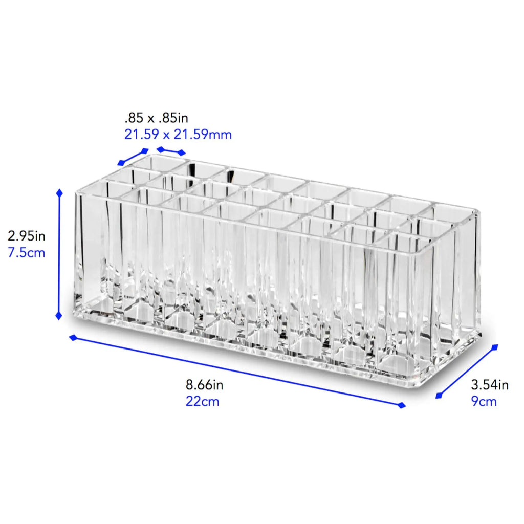 Acrylic Lip Gloss Holder Organizer, Lipstick Holder, 24 Slots Makeup Lip Gloss Lipstick Brushes Storage Display Case