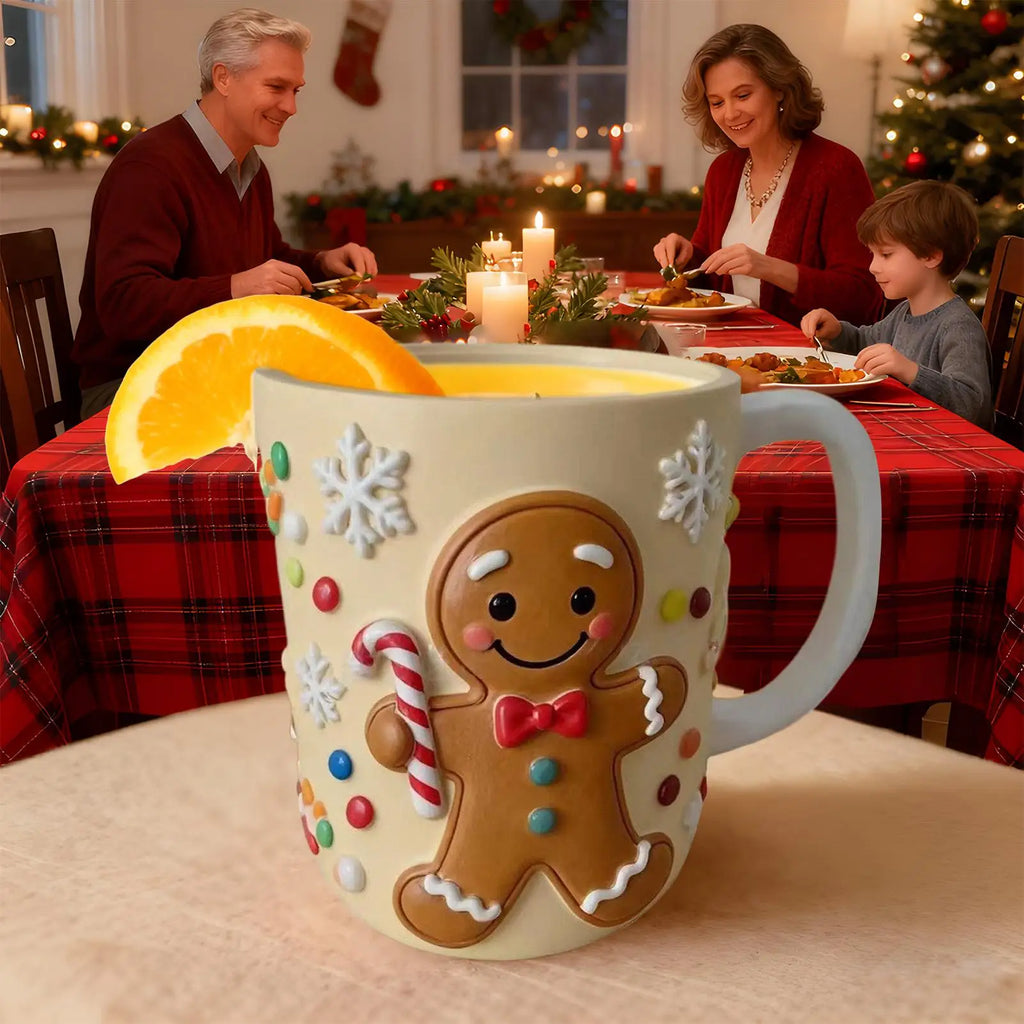 Cute Christmas Element Mugs Resin Christmas Elk Gingerbread Man Stockings Tree Christmas Decorations Holiday Coffee Mugs