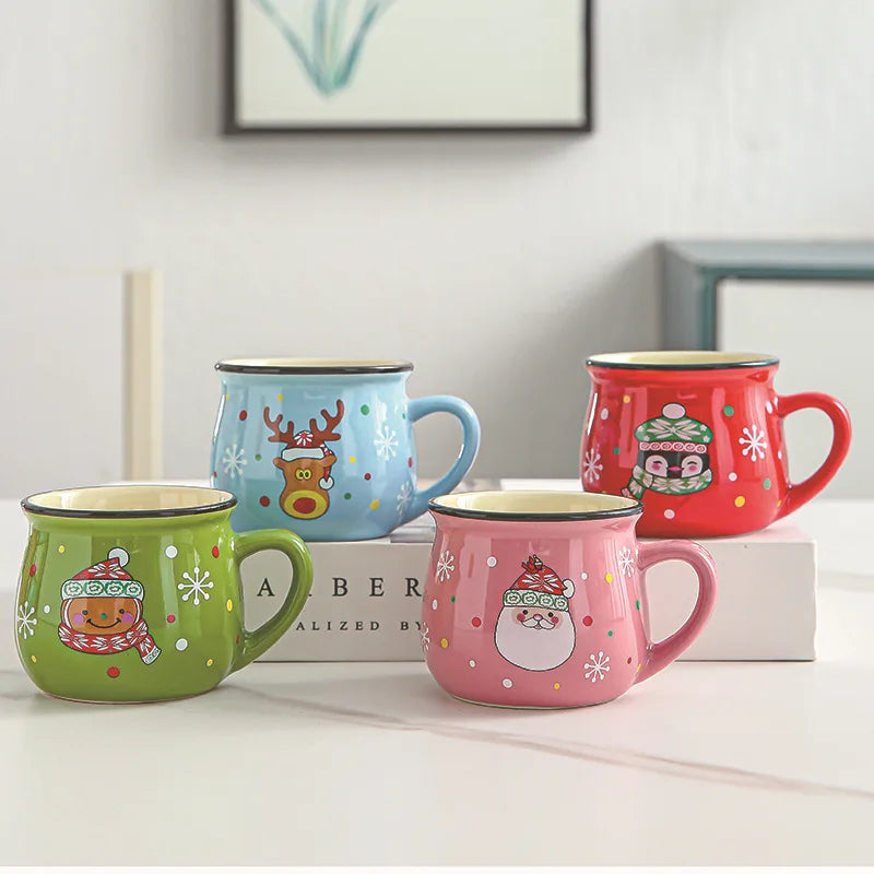 Christmas Mug Ceramic Cartoon Santa Mousse Cup Coffee Cup For Office Home Baking Dessert Breakfast Milk Mug For Kids Xmas Gift