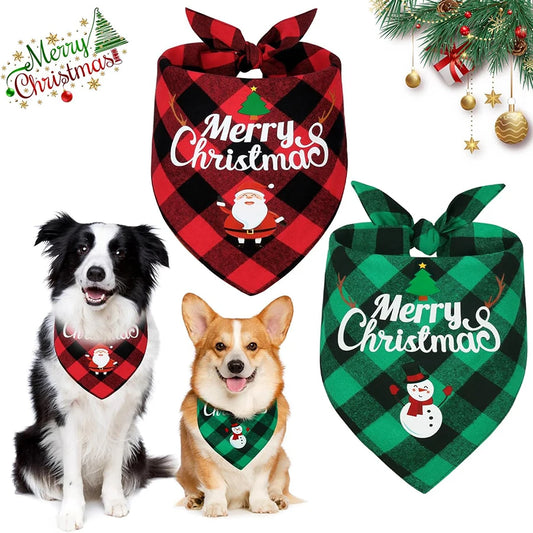 1/2pc Christmas Pet Triangle Scarf Dog Bandanas Saliva Towel For Holiday Party Decor Adjustab Scarf For Small & Large Sized Dogs