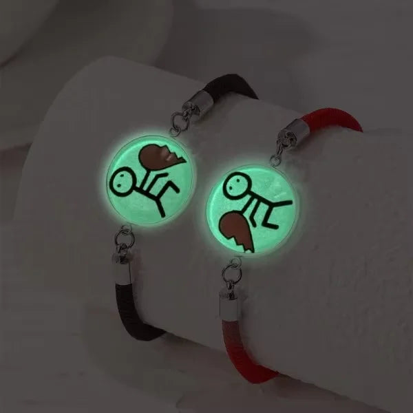 2 PCS/Set Stainless Steel Couples Bracelet For Women Lover Luminous Sun Moon Rope Charm Friendship Girlfriend Party Jewelry Gift