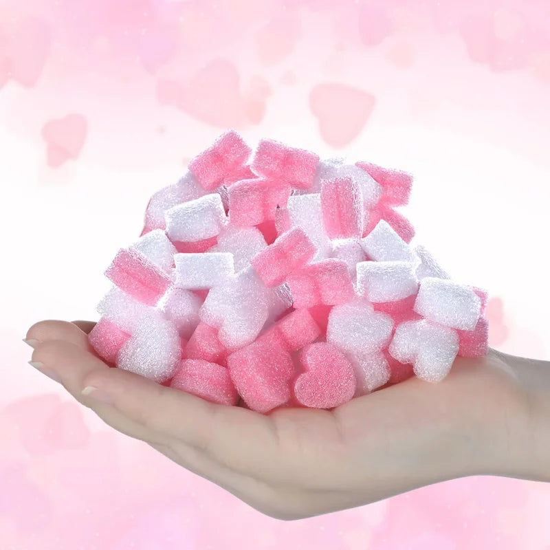 100pcs Valentine Gift Box Filler Shreds Mini Heart Shaped Foam Beads Basket Filler for Crafts DIY Wrapping Decoration Supplies