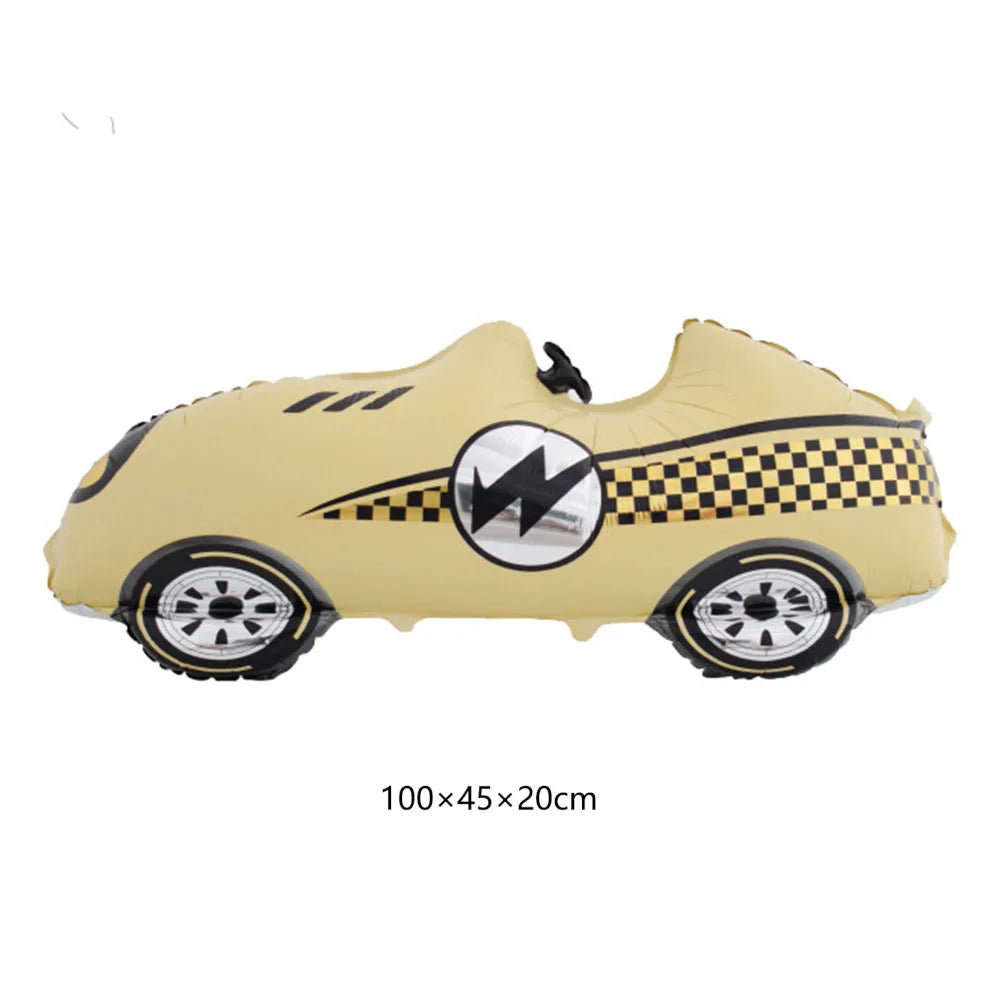 Racing Car Balloon Traffic Cone Balloon Tire Wheel Balloons Black White Checkered Race car Theme Kids Birthday party Decorations