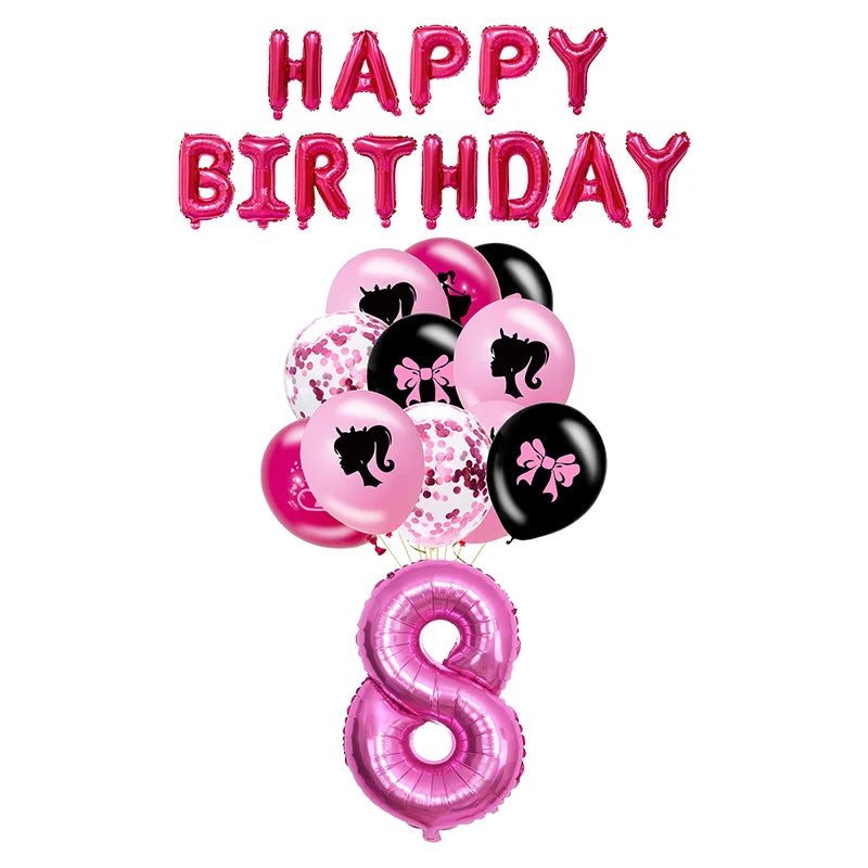 New Princess Birthday Party Decoration Tableware Pink Princess Theme Plates Cups Napkins Ballon Girl Birthday Party Supplies kit