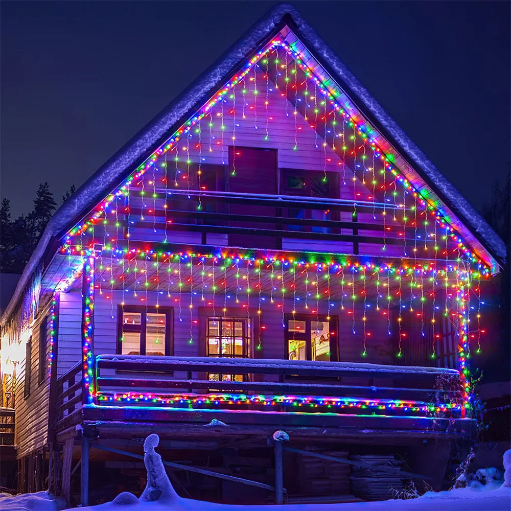 Christmas Lights Curtain String Light Waterfall Outdoor Decoration 5M Droop 0.4-0.6m Fairy Led Lights for Garden Party Holiday