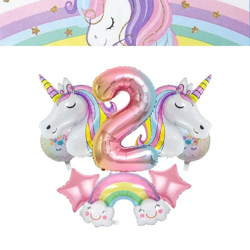 Unicorn Girls Birthday Decoration Party Supplies Unicorn Theme Tableware Set Cup Plate Balloon Banner Gift  for Kids Party Favor